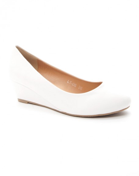 Chaussures femme Style Shoes: Escarpin compense blanc