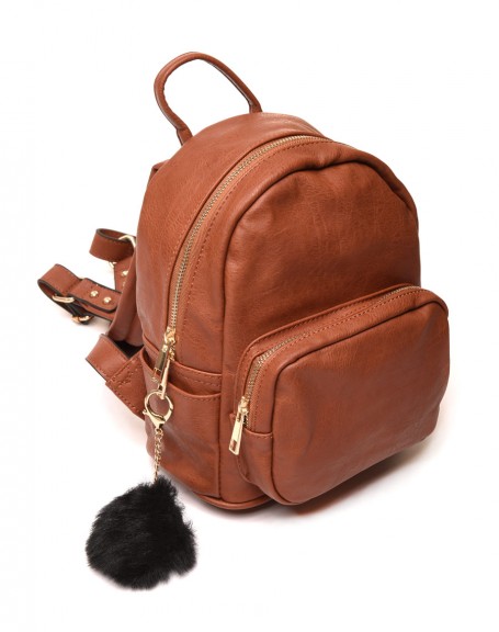 Petit sac  dos minimaliste camel/marron