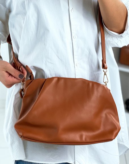 Sac  main forme besace marron  fausses chaines