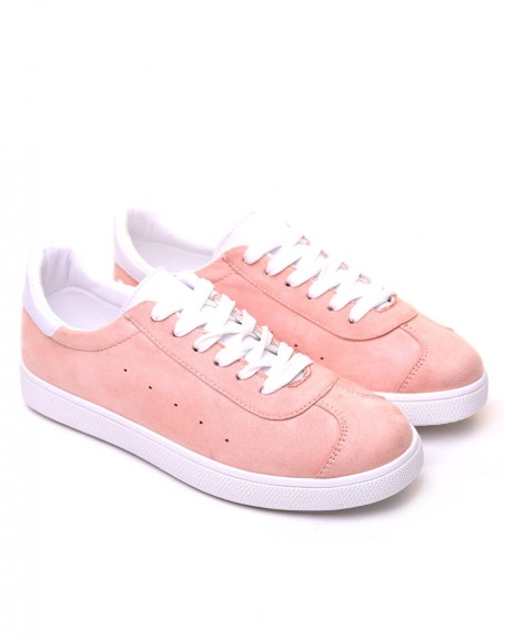 Sneakers en sudine rose pale 