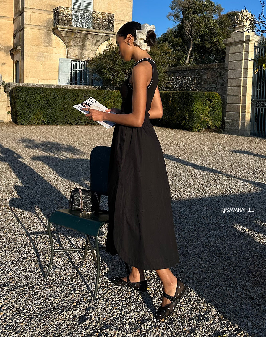 Ballerines femme noires transparentes avec strass et sangle argentée ajustable