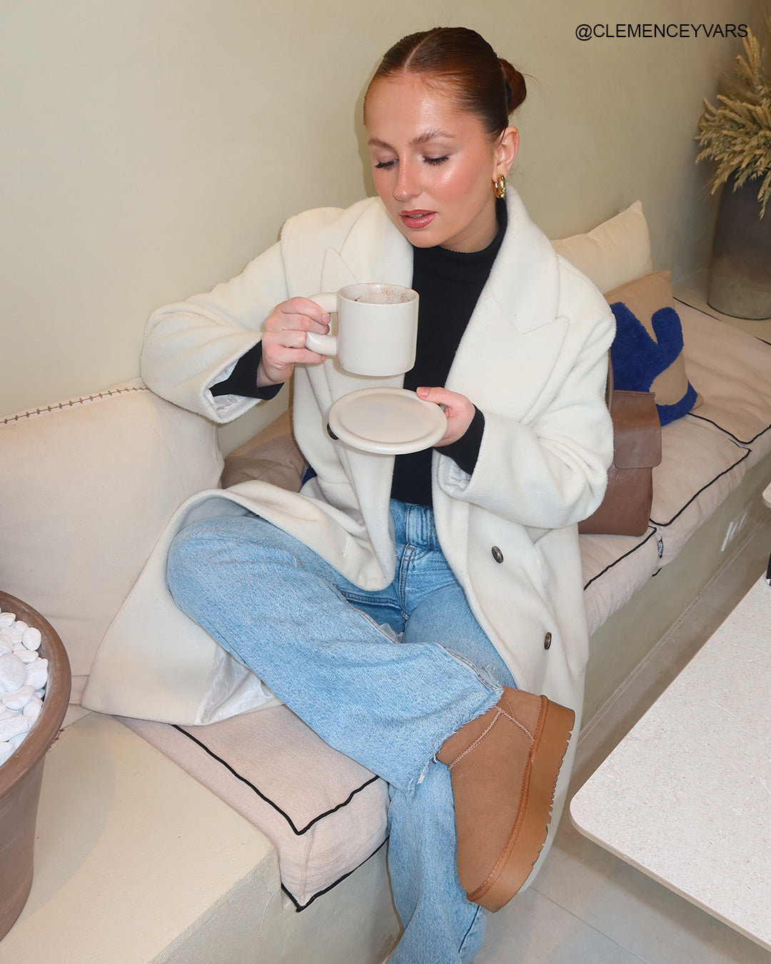 Bottines femme camel en cuir basses à plateforme épaisse fourrées et tendance