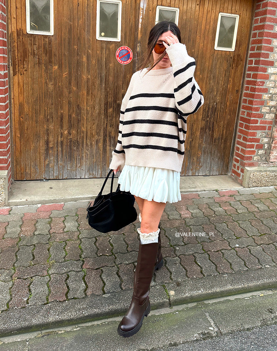 Bottes femme marron à lanière dorée et semelle crantée tendance