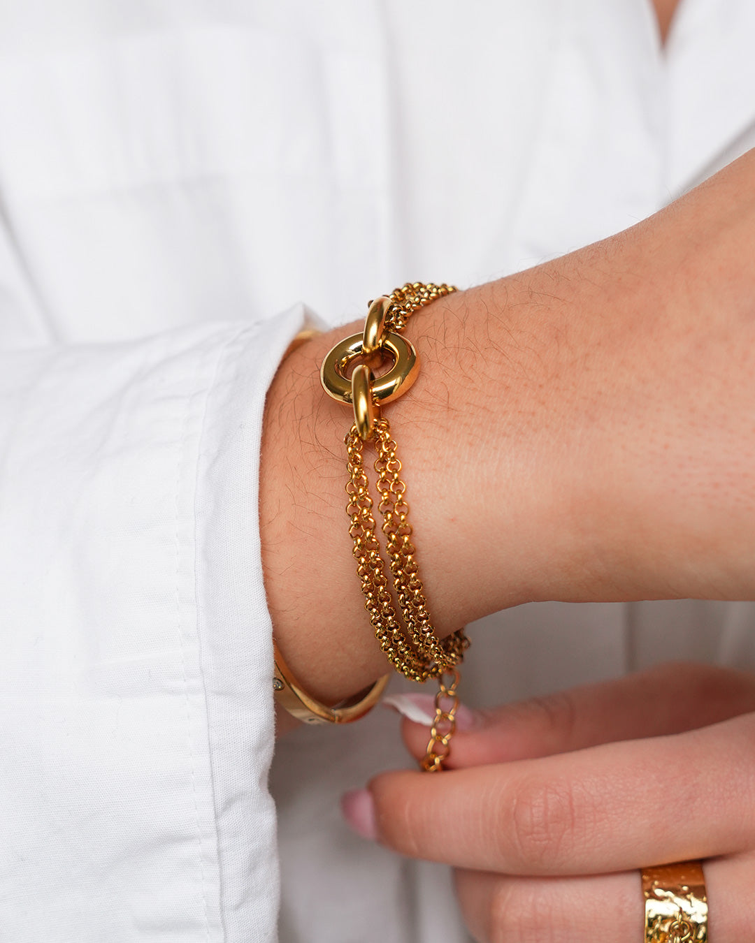 Bracelet dore en acier inoxydable