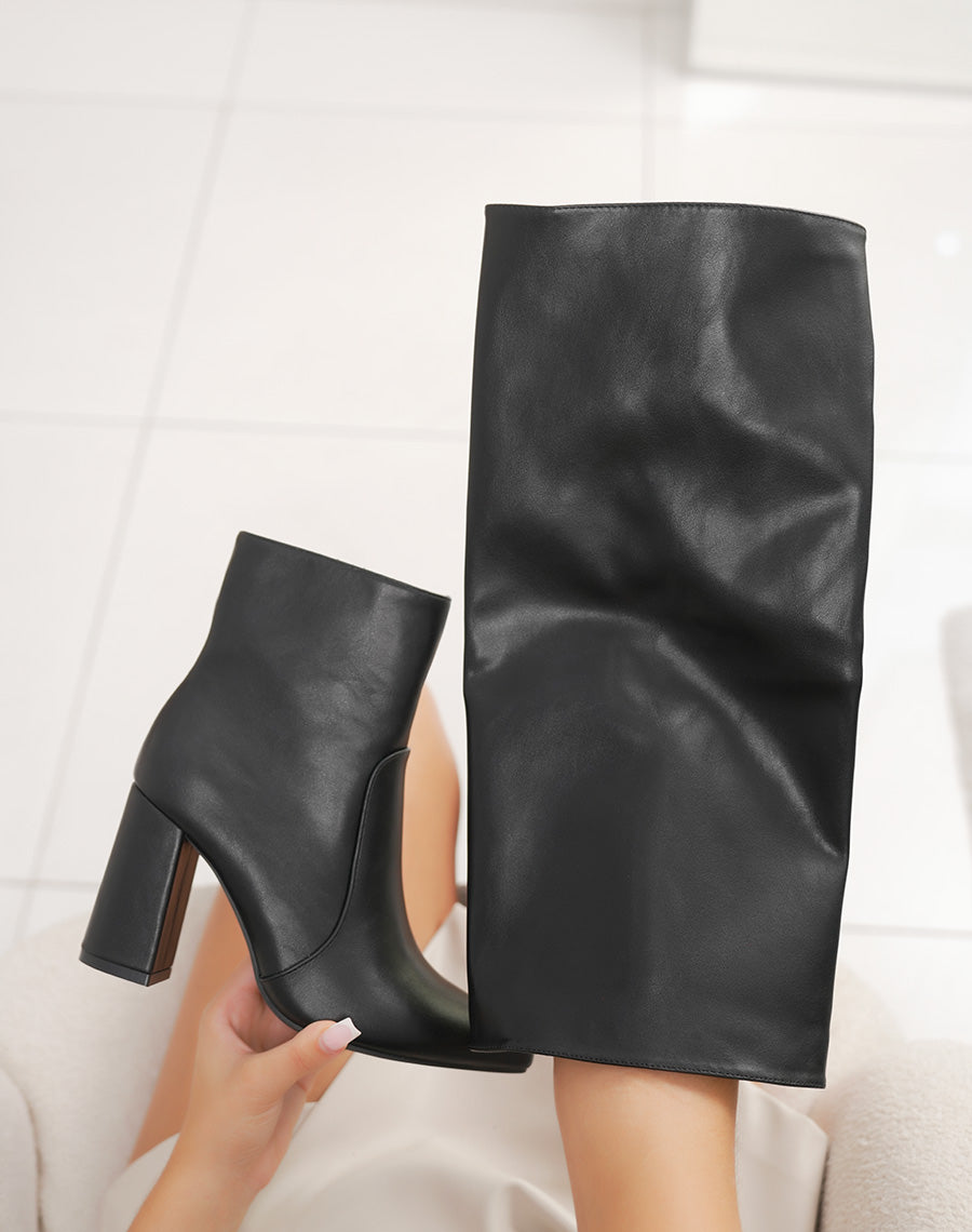 Bottines noires à talon et bout pointu – Tige amovible