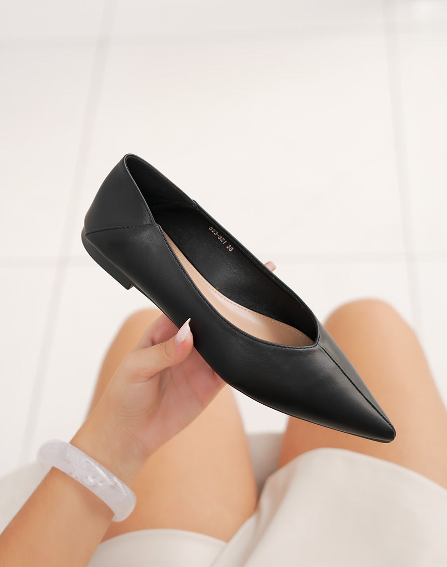 Ballerines noires plates à bout pointu – Élégance minimaliste au quotidien