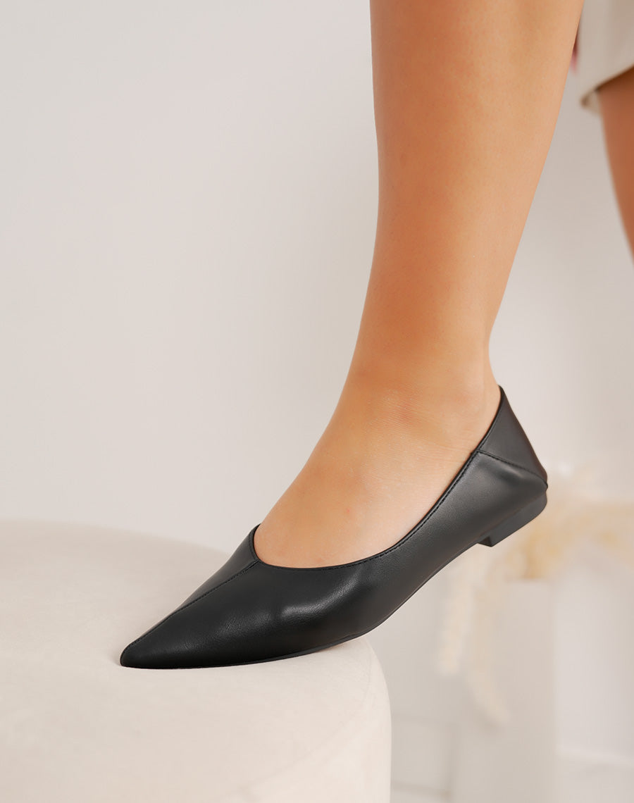 Ballerines noires plates à bout pointu – Élégance minimaliste au quotidien