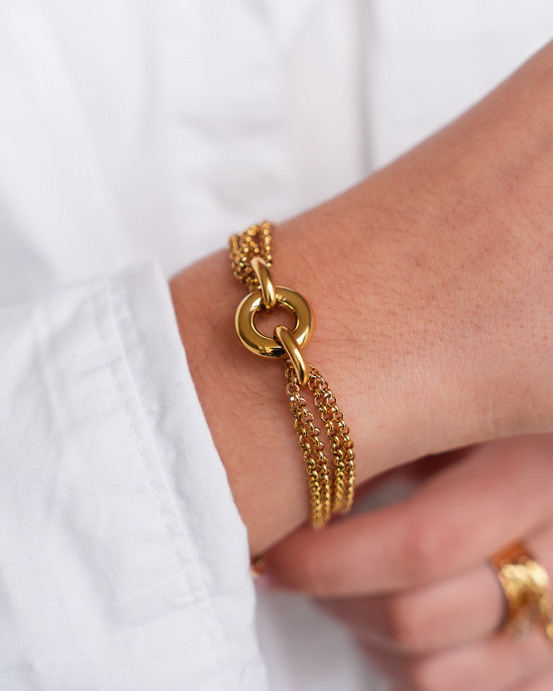 Bracelet dore en acier inoxydable