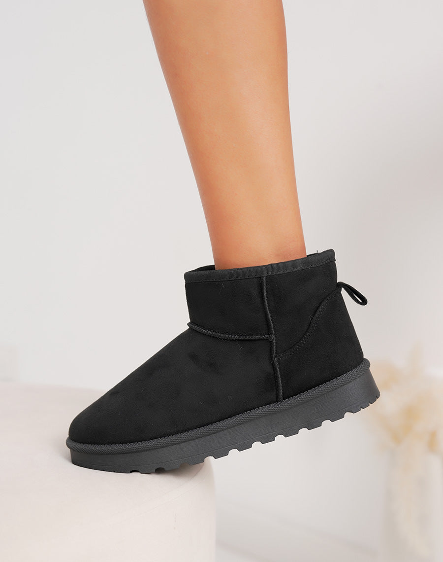Bottines basses noires fourrées en suédine