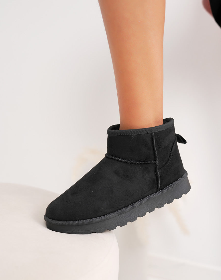 Bottines basses noires fourrées en suédine