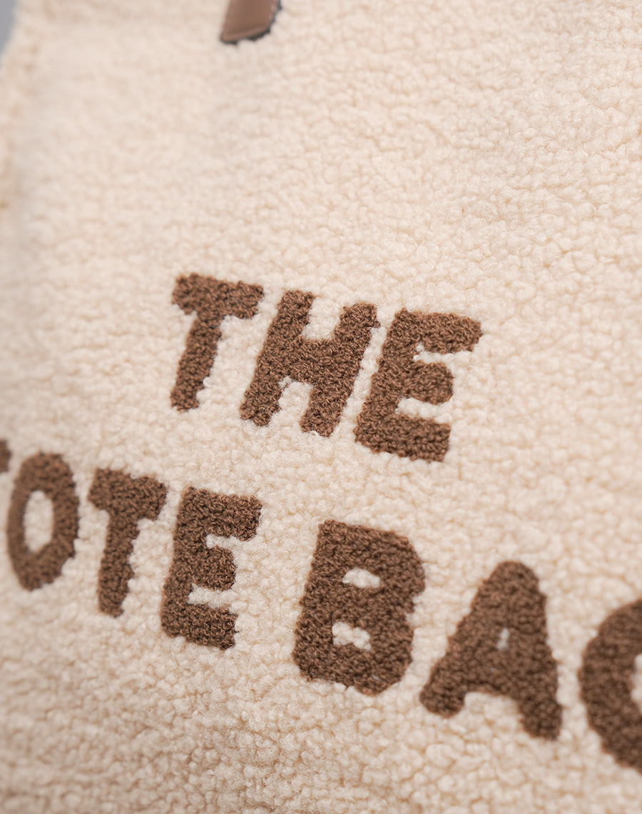 Sac moumoute beige "The Tote Bag" avec fermeture zip