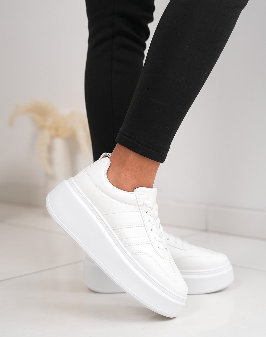 Basket femme blanche tendance avec plateforme épaisse