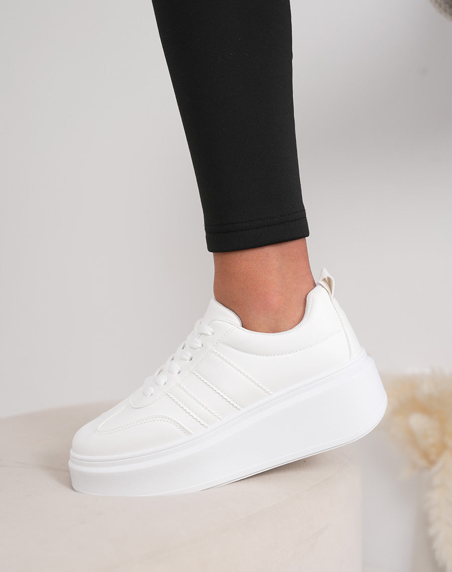 Basket femme blanche tendance avec plateforme épaisse