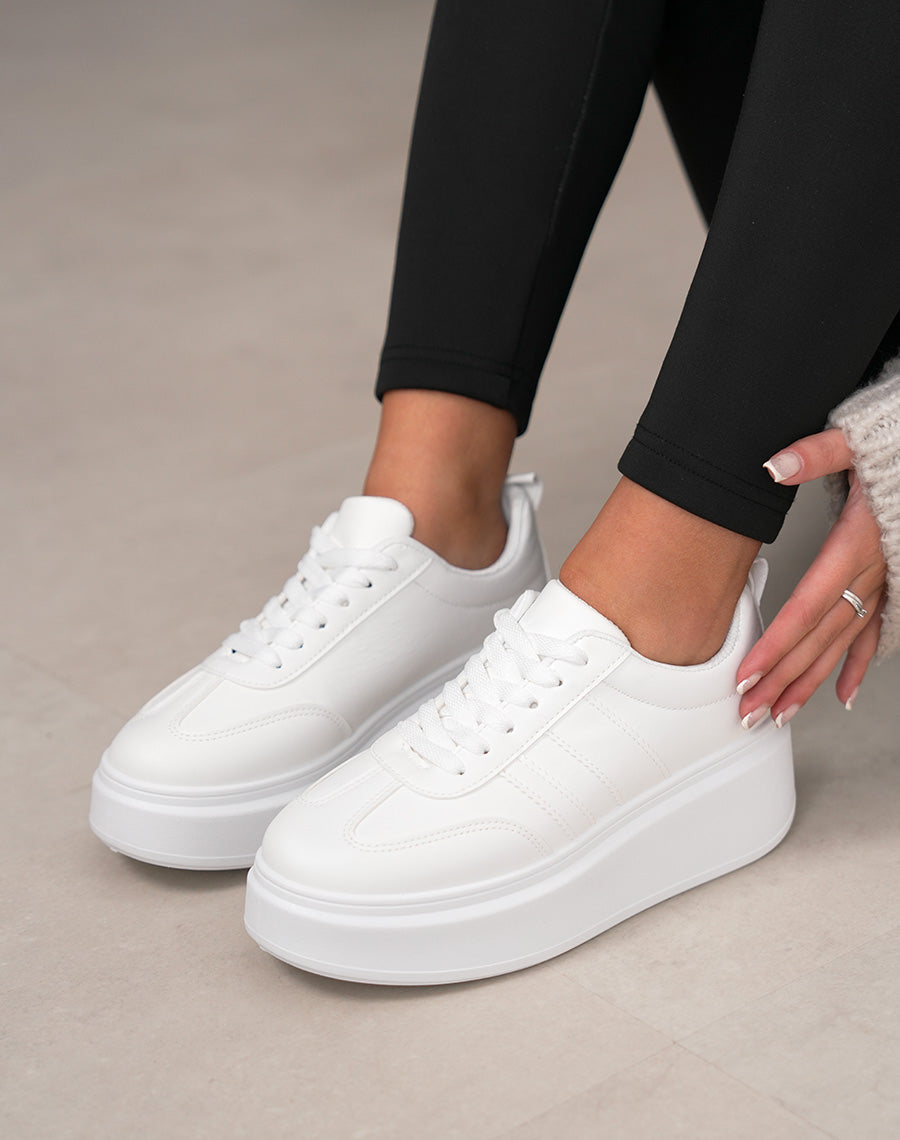 Basket femme blanche tendance avec plateforme épaisse
