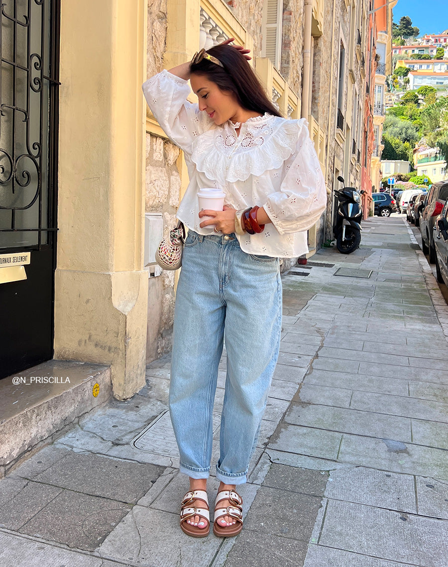 Mules femme camel avec brides tissées et boucles dorées – Élégance et confort