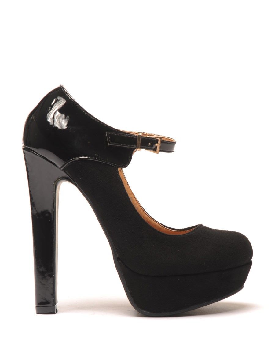 Babies à talon haut noires bi matière