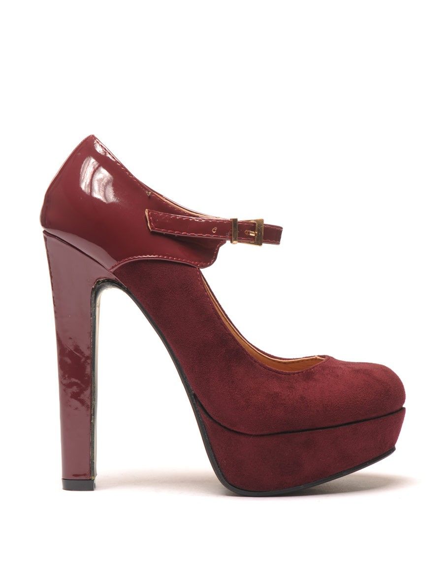 Babies à talon haut rouge bi matière