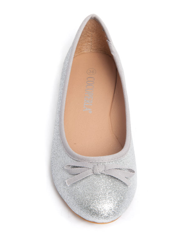Ballerine femme Cocoperla argent avec paillettes et noeud