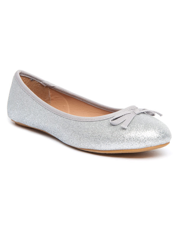 Ballerine femme Cocoperla argent avec paillettes et noeud