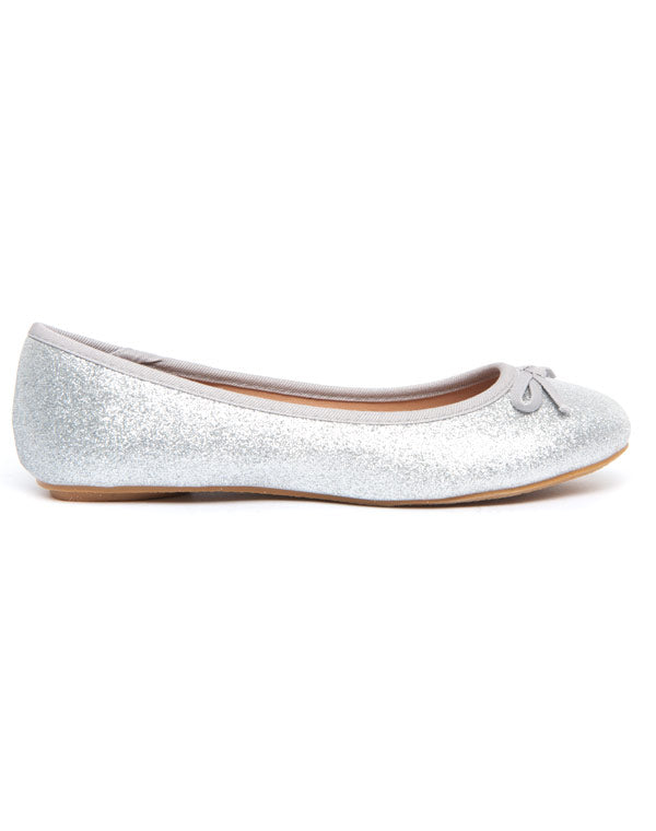 Ballerine femme Cocoperla argent avec paillettes et noeud