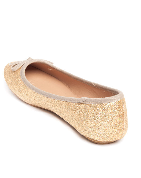 Ballerine femme Cocoperla or avec paillettes et noeud