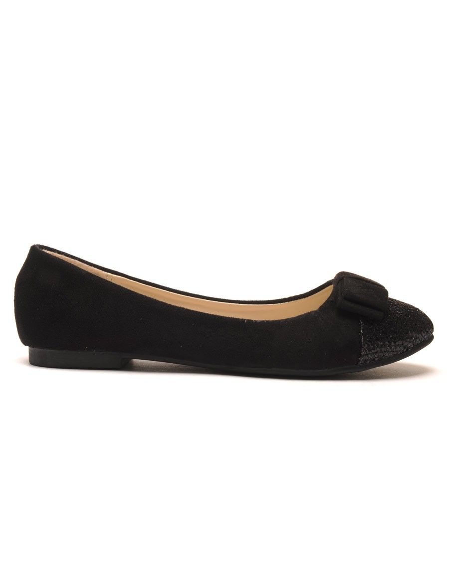 Ballerine noire avec noeud et paillette