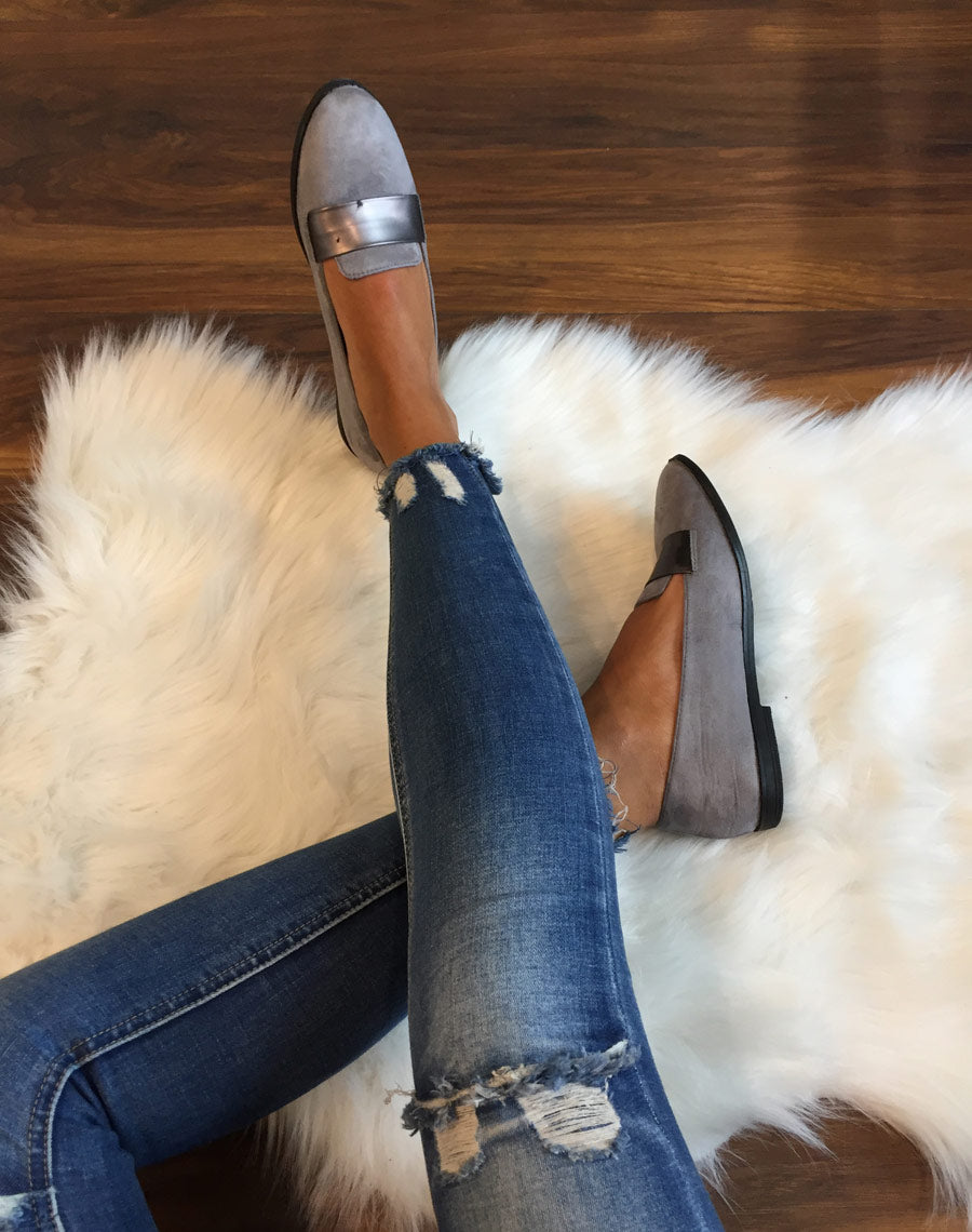 Ballerines grises bi matières