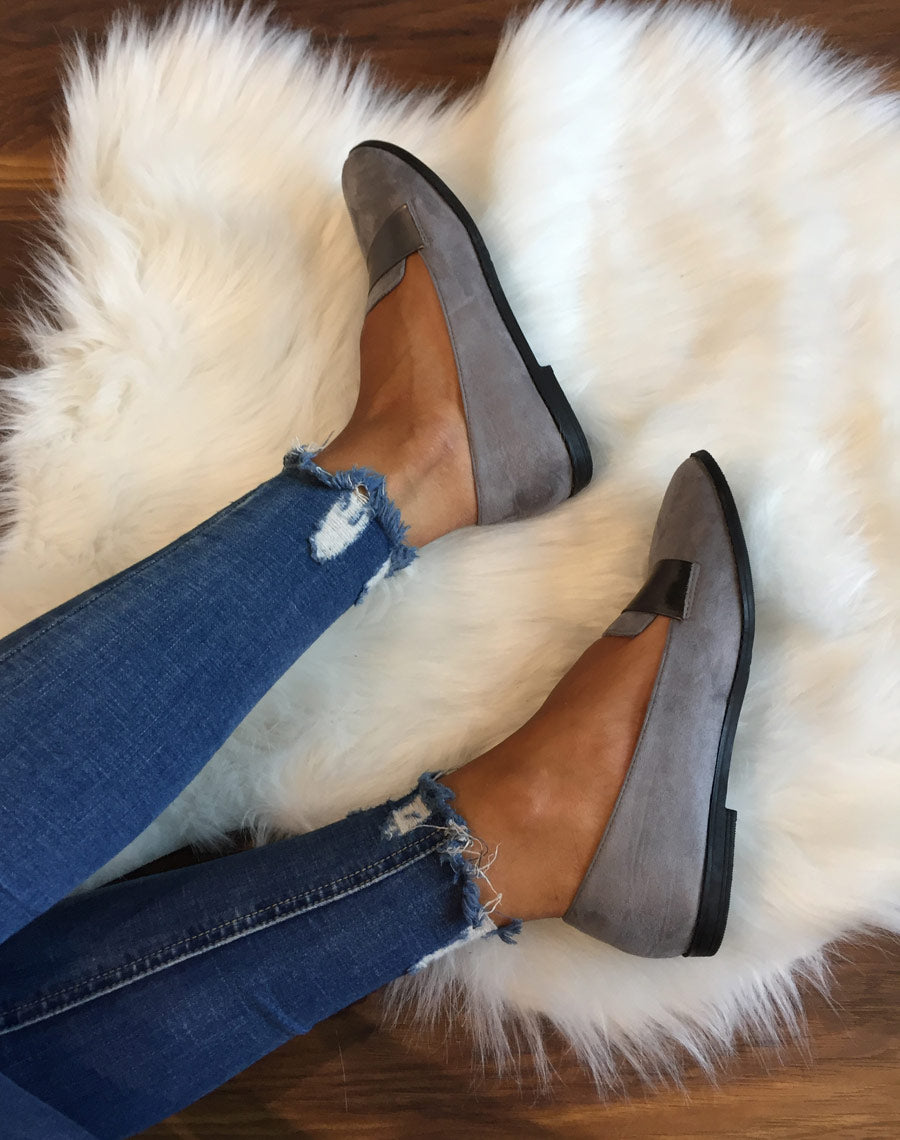 Ballerines grises bi matières