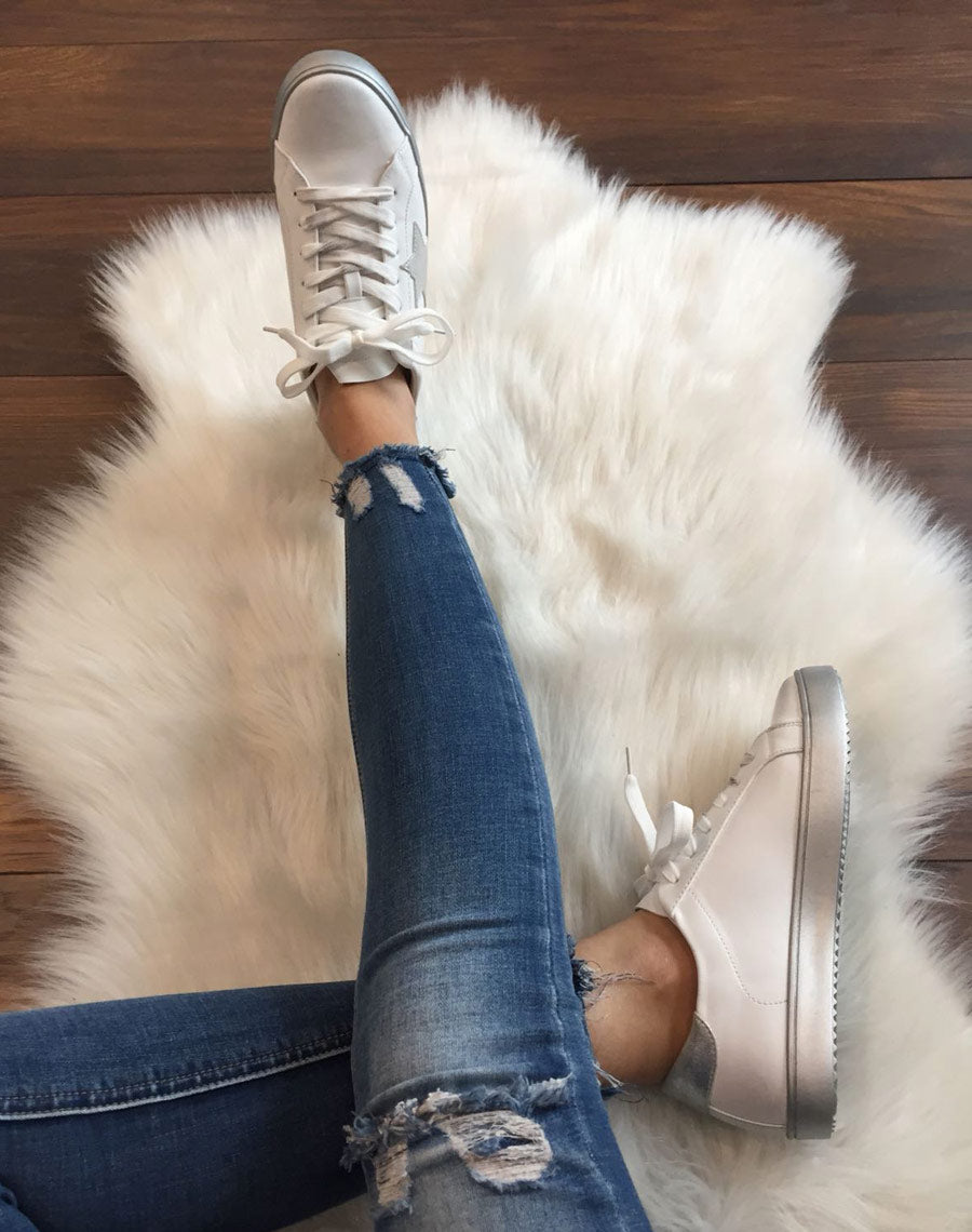 Basket avec étoile à lacets argent