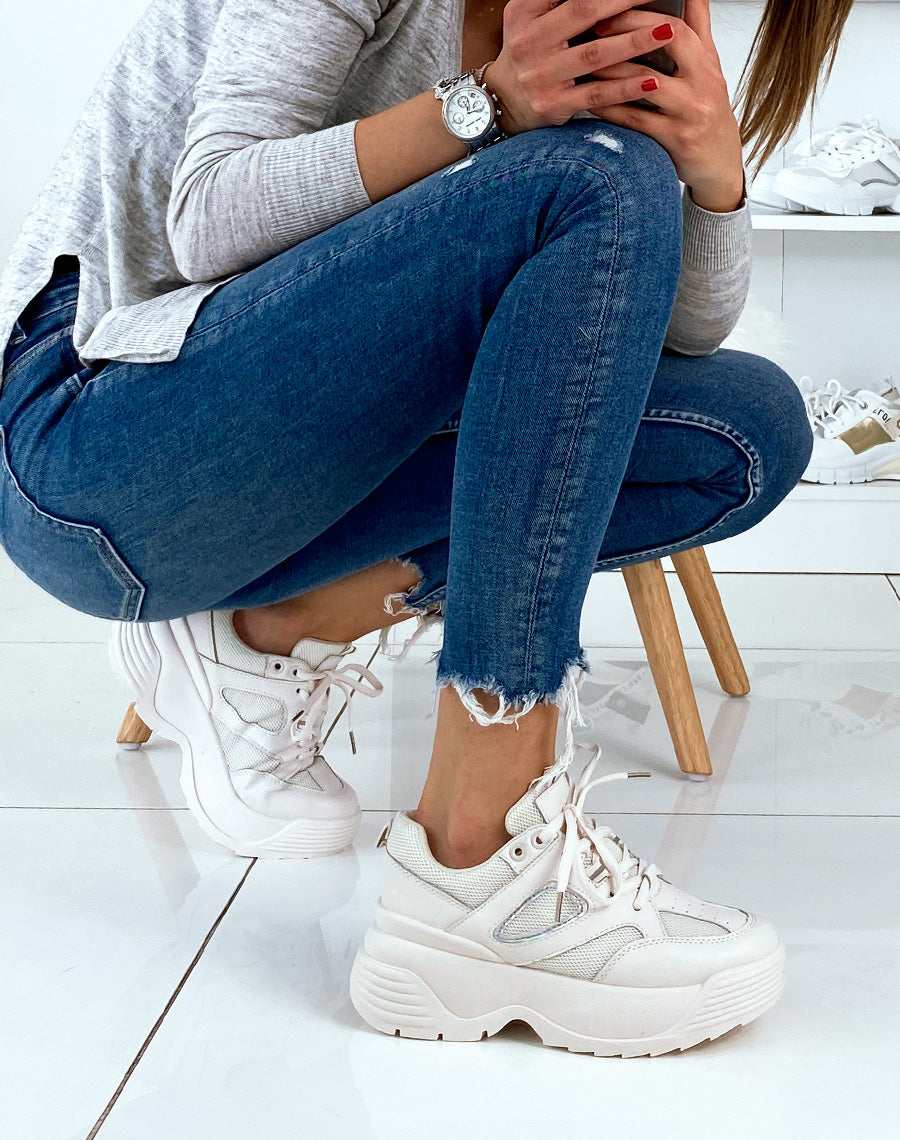 Basket beige à plateforme