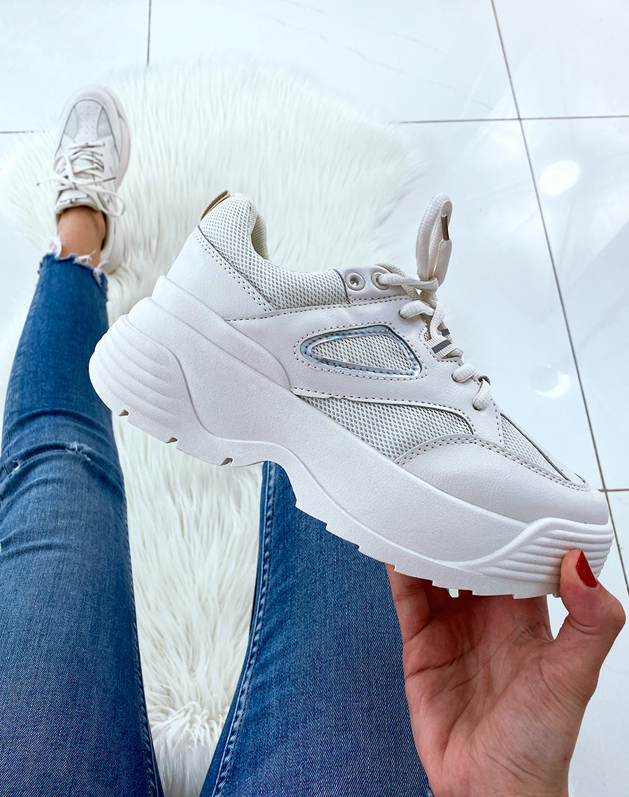 Basket beige à plateforme