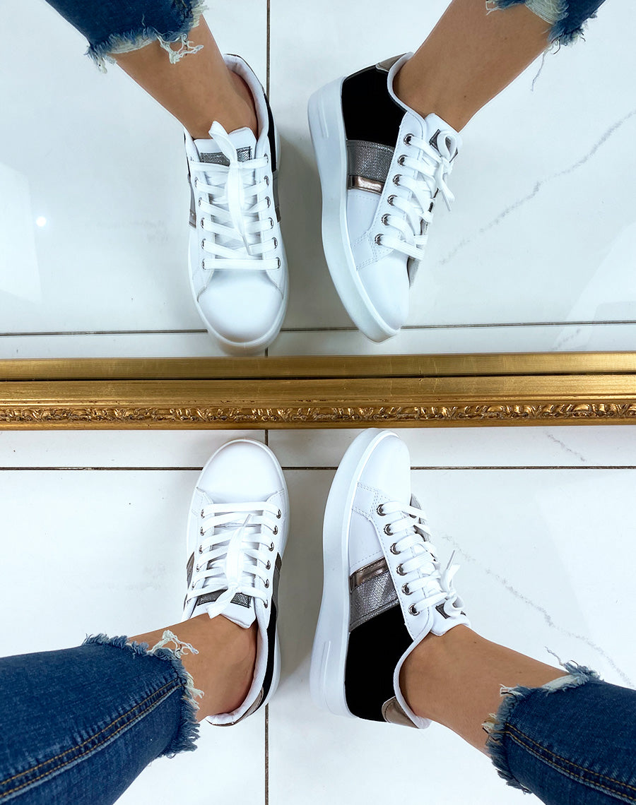 Basket bi-matière blanches et noires