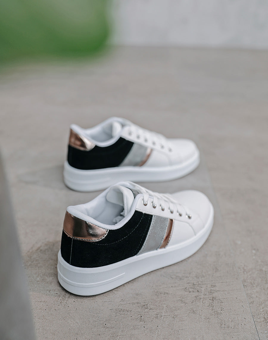 Basket bi-matière blanches et noires