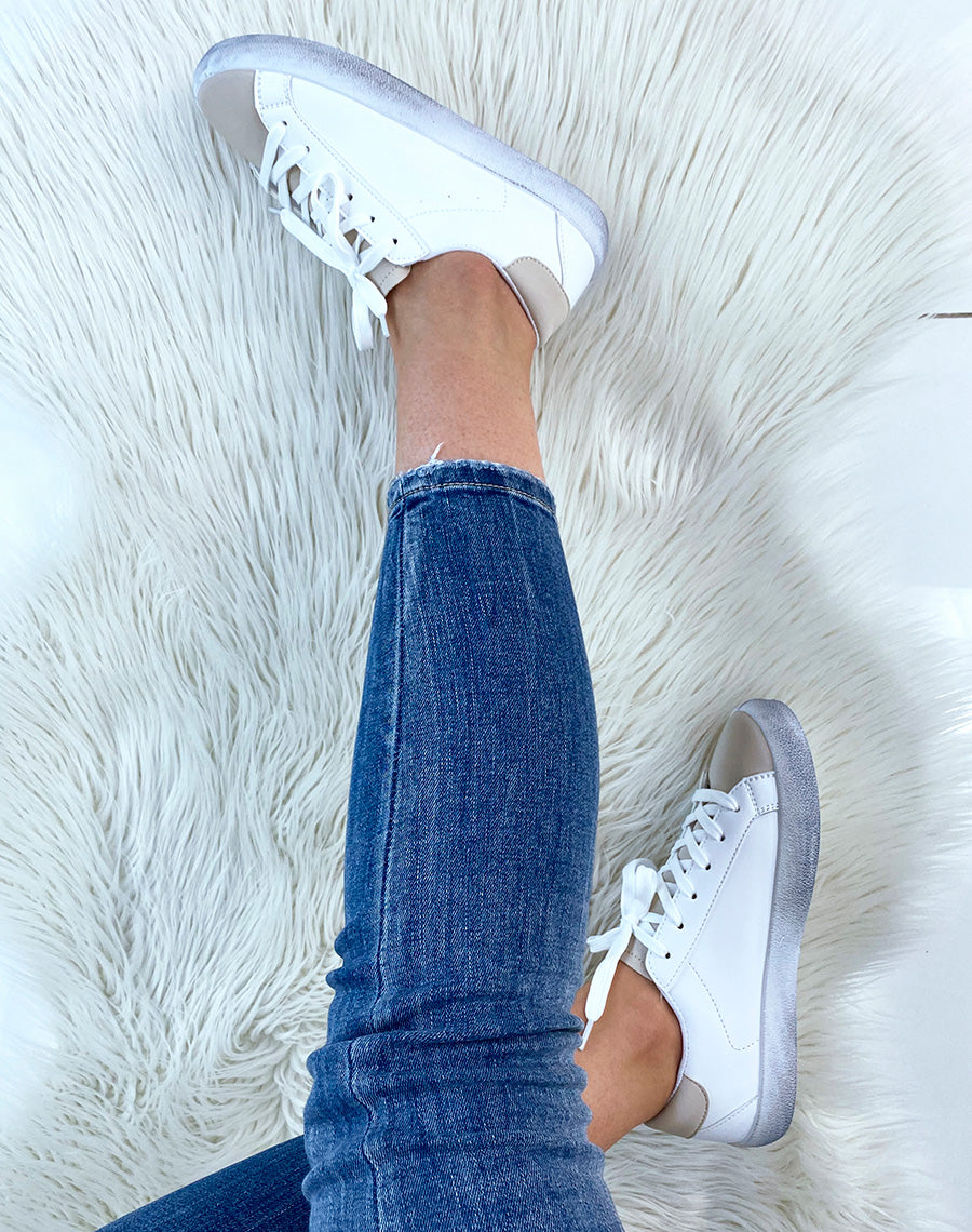Basket blanche et beige mat