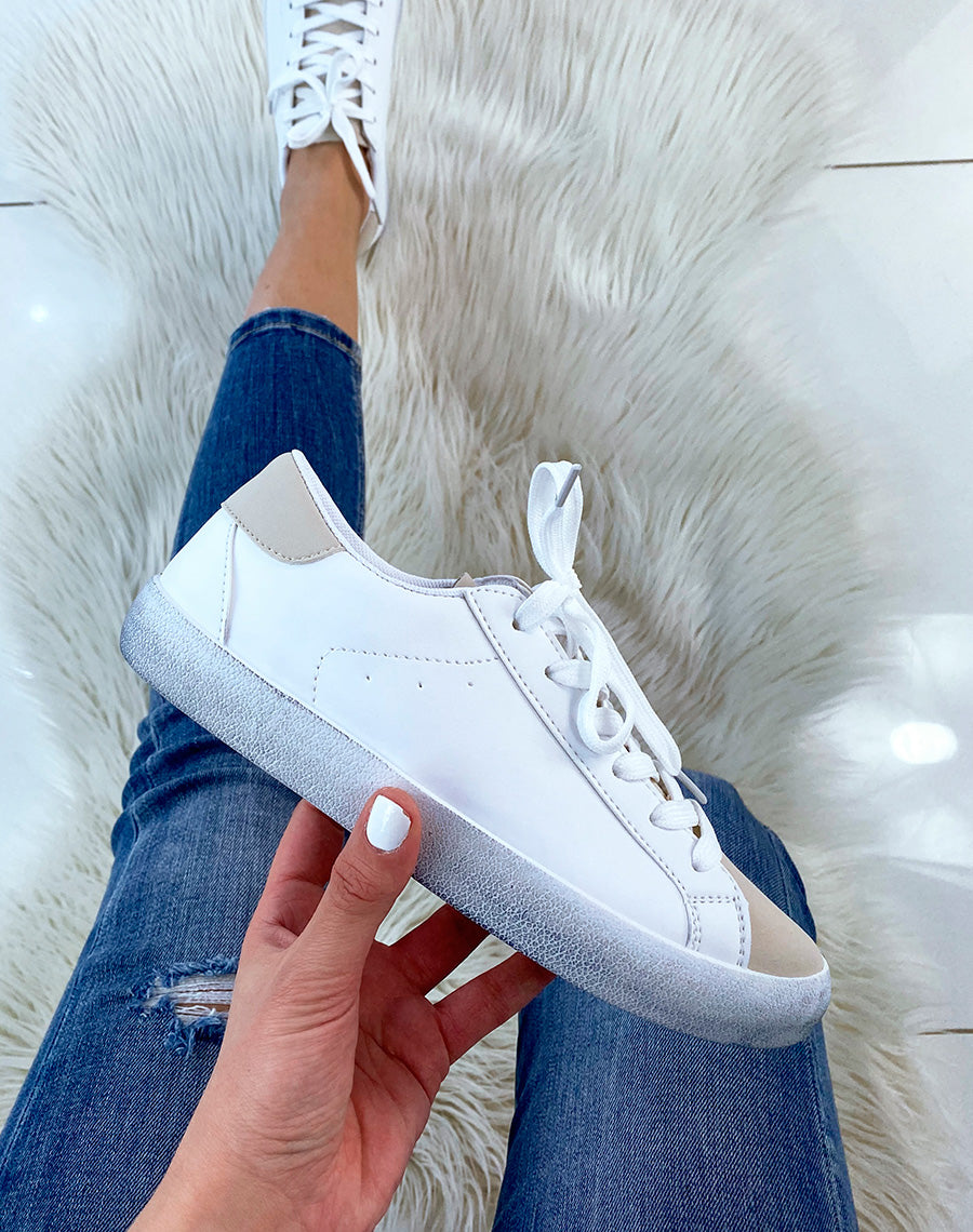 Basket blanche et beige mat
