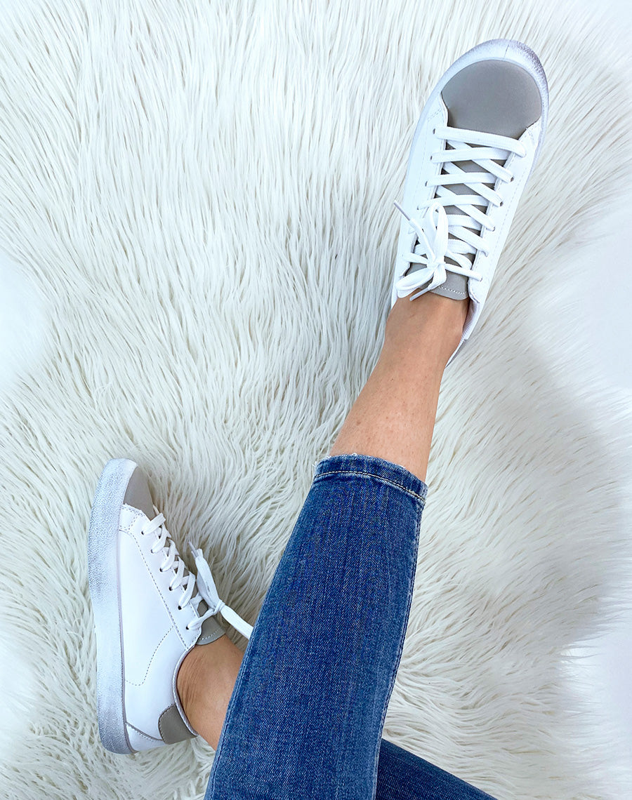 Basket blanche et gris mat