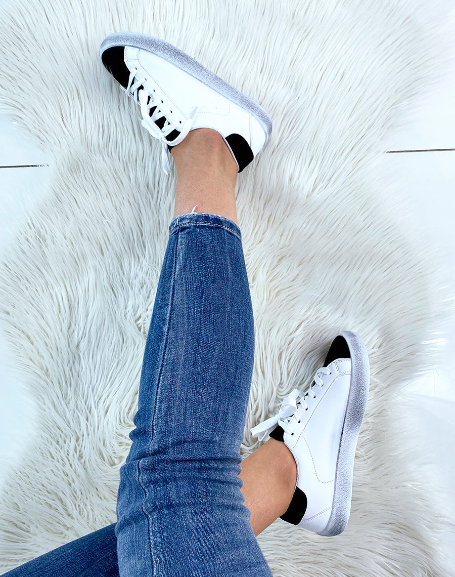 Basket blanche et noir mat
