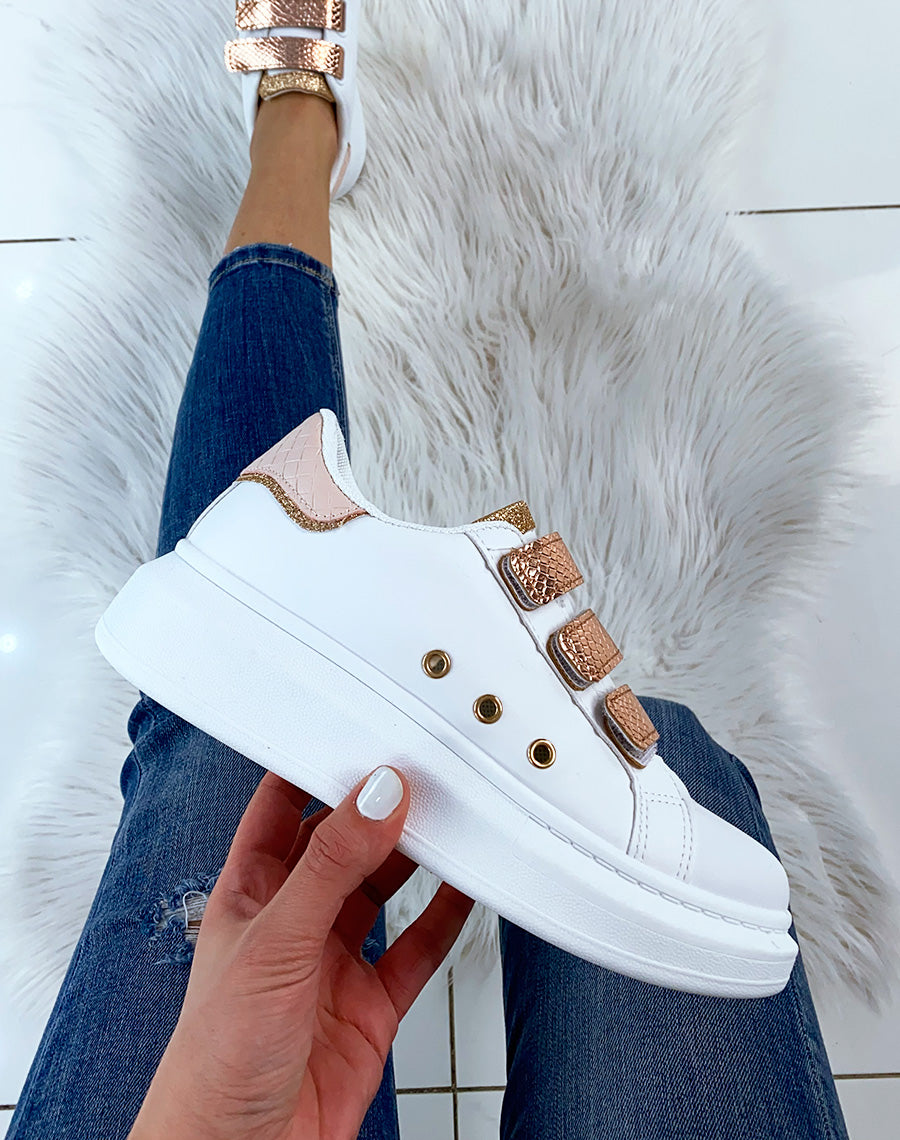 Basket blanche à scratchs rose gold