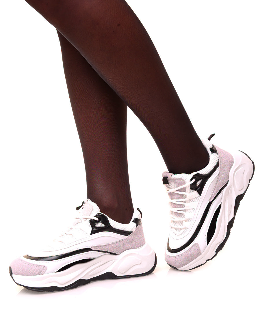 Basket blanche tri-color à semelle épaisses