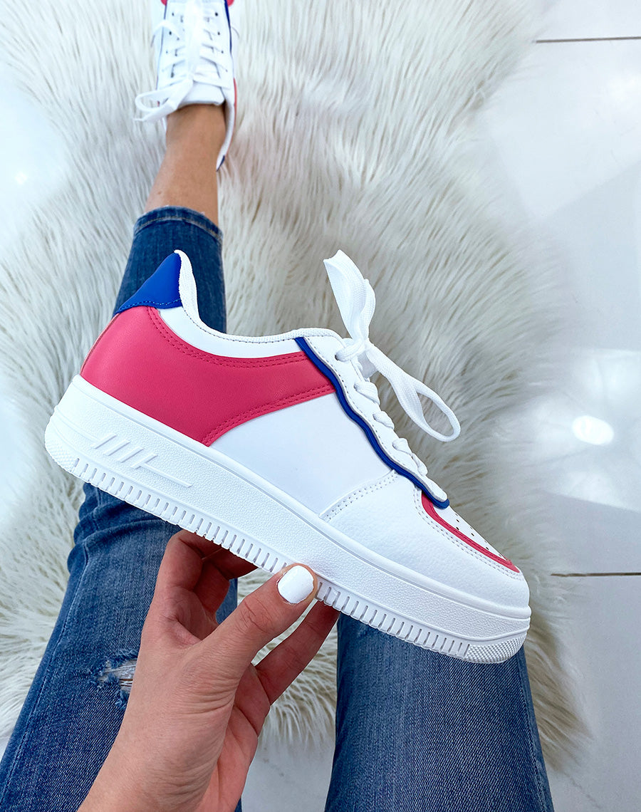 Basket multicolore fuschia à semelle épaisse