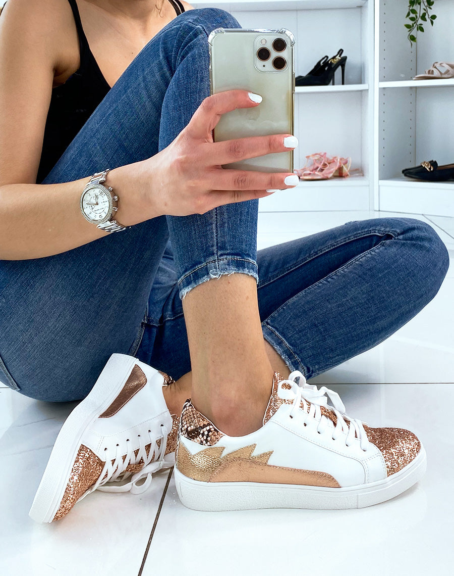 Basket rose gold à empiècements
