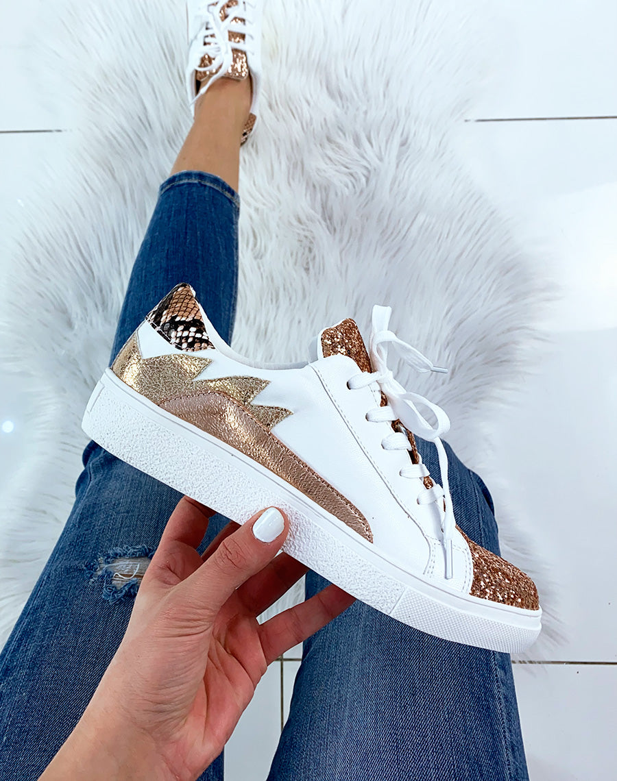 Basket rose gold à empiècements