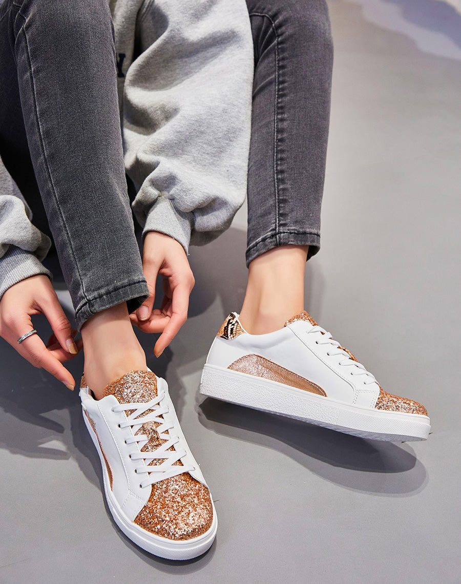 Basket rose gold à empiècements