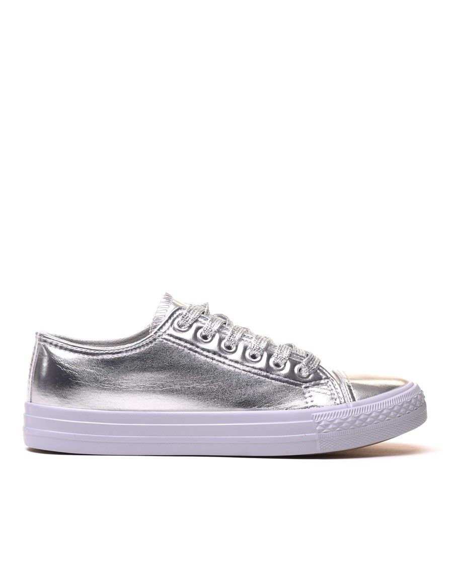 Baskets argentées à lacets brillants