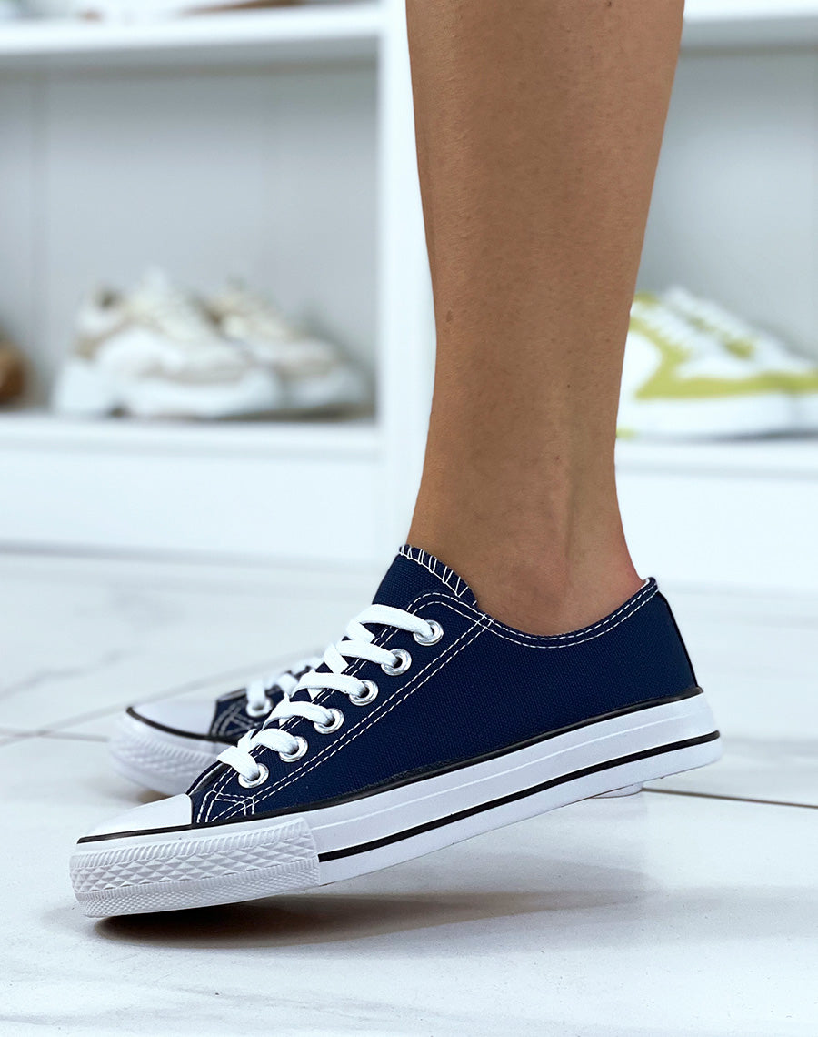 Baskets basses en tissu bleu marine