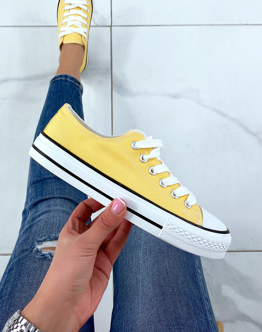 Baskets basses en tissu jaune