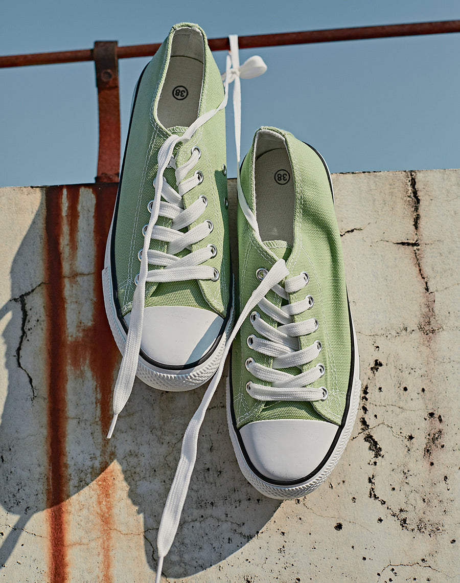 Baskets basses en tissu vert pomme