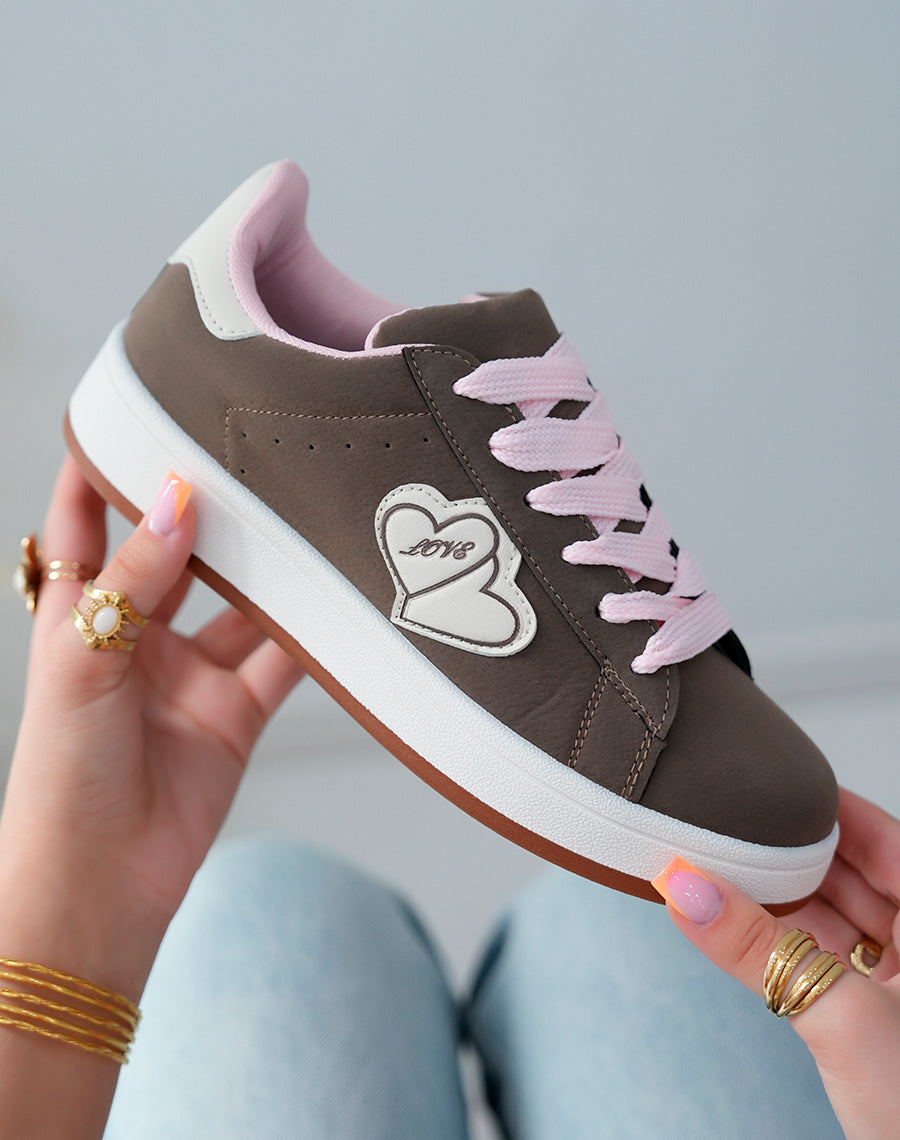 Baskets Basses Femme Marron Effet Peau de Pêche