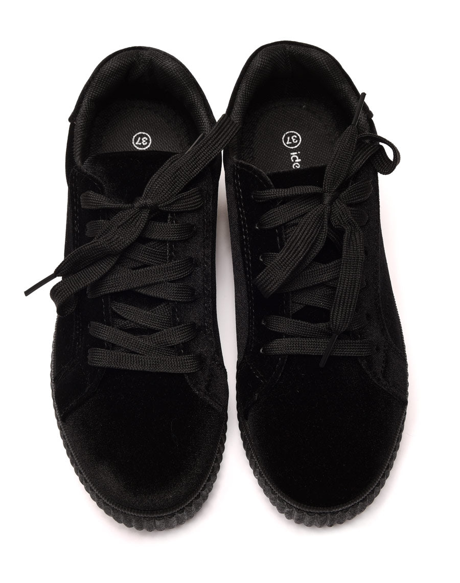 Baskets basses noires en velours
