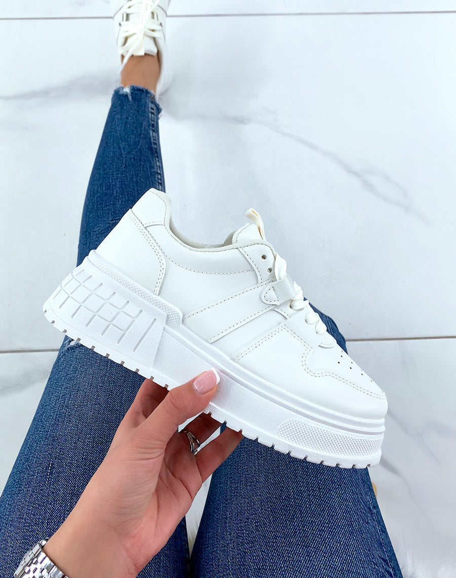 Baskets beige clair à semelle épaisse